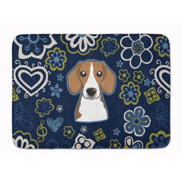 Carolines Treasures Blue Flowers Beagle Machine Washable Memory Foam Mat BB5090RUG - main